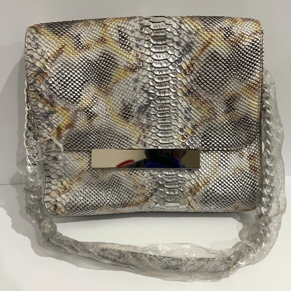 Glass Handbag Snake Embossed Leather Cross-Body Bag - Picture 1 of 6